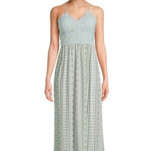 No Boundaries Lace Maxi Dress in Soft Green zs‎ XXL